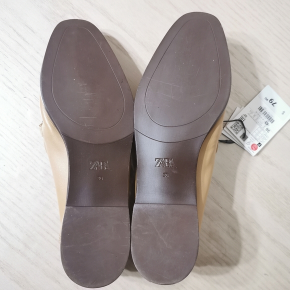 NWT Zara Leather Flat Loafer Shoes - Picture 8 of 11